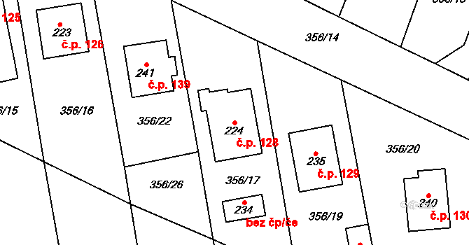 Mramotice 128, Znojmo na parcele st. 224 v KÚ Mramotice, Katastrální mapa