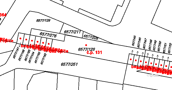 Přerov I-Město 131, Přerov na parcele st. 6577/128 v KÚ Přerov, Katastrální mapa