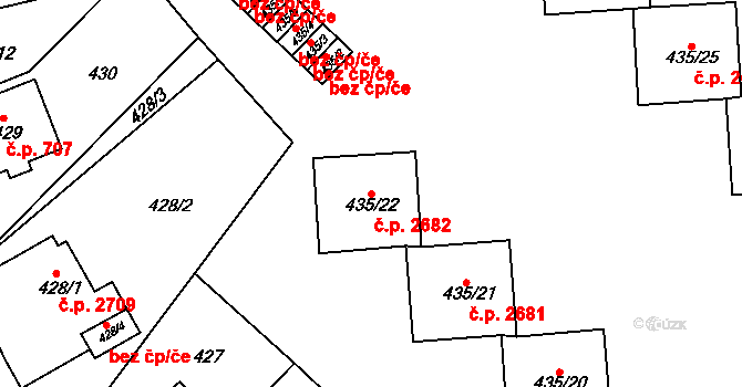 Mělník 2682 na parcele st. 435/22 v KÚ Mělník, Katastrální mapa
