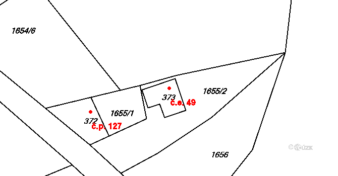 Alšovice 49, Pěnčín na parcele st. 373 v KÚ Alšovice, Katastrální mapa