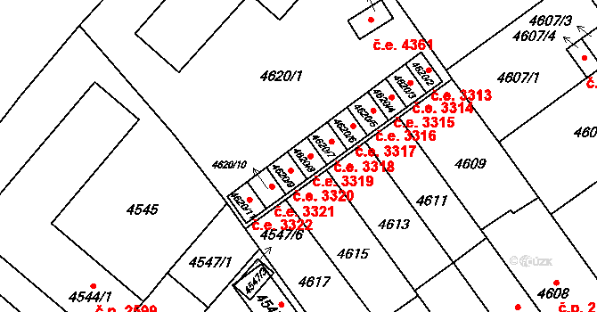 Jihlava 3319 na parcele st. 4620/8 v KÚ Jihlava, Katastrální mapa