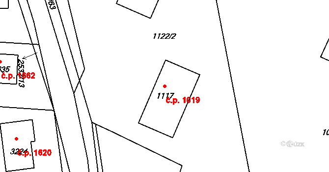 Dobříš 1019 na parcele st. 1117 v KÚ Dobříš, Katastrální mapa