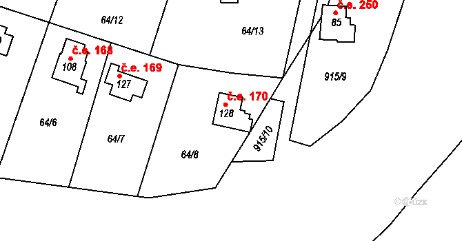 Rounek 170, Vyskytná nad Jihlavou na parcele st. 128 v KÚ Rounek, Katastrální mapa