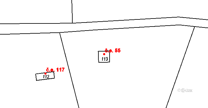 Teletín 55, Krňany na parcele st. 113 v KÚ Teletín, Katastrální mapa