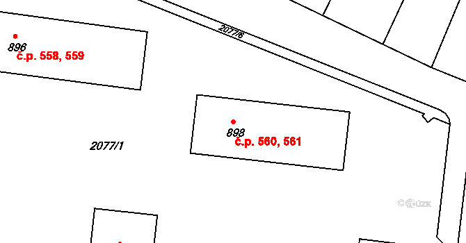 Nová Bystřice 560,561 na parcele st. 898 v KÚ Nová Bystřice, Katastrální mapa