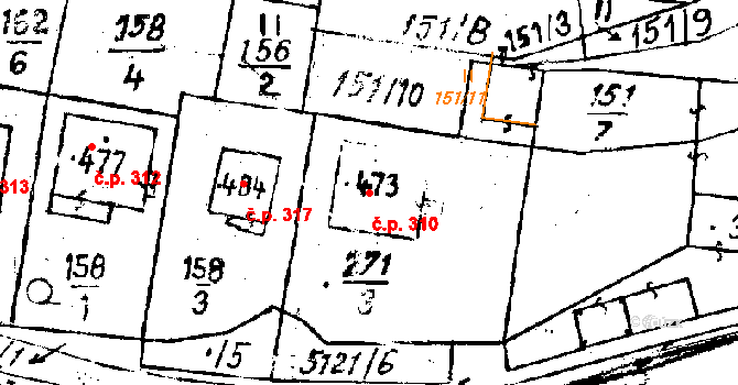 Černošín 310 na parcele st. 473 v KÚ Černošín, Katastrální mapa
