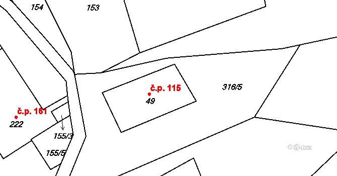 Sklenařice 115, Vysoké nad Jizerou na parcele st. 49 v KÚ Sklenařice, Katastrální mapa