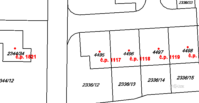 Žamberk 1117 na parcele st. 4495 v KÚ Žamberk, Katastrální mapa