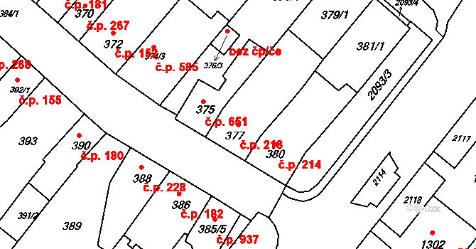 Kohoutovice 213, Brno na parcele st. 377 v KÚ Kohoutovice, Katastrální mapa