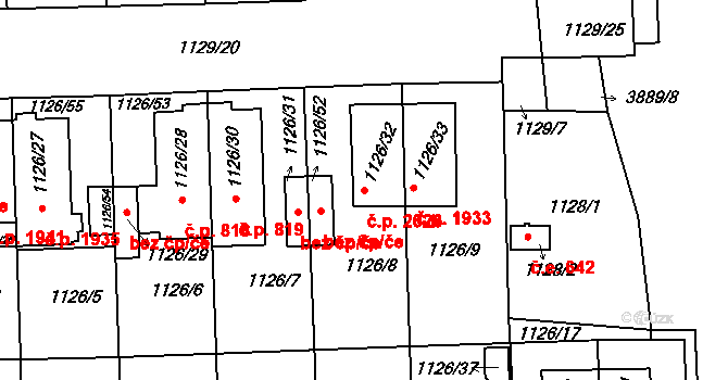 Líšeň 2026, Brno na parcele st. 1126/32 v KÚ Líšeň, Katastrální mapa