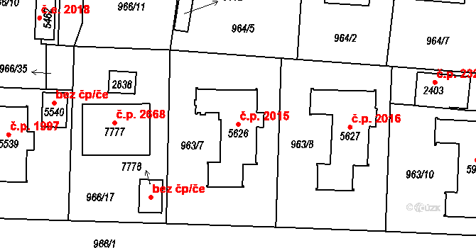 Cheb 2015 na parcele st. 5626 v KÚ Cheb, Katastrální mapa