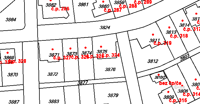 Záběhlice 324, Praha na parcele st. 3875 v KÚ Záběhlice, Katastrální mapa