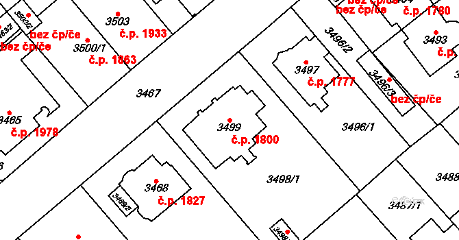 Chomutov 1800 na parcele st. 3499 v KÚ Chomutov I, Katastrální mapa