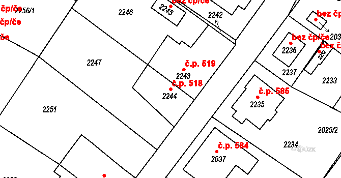 Hodkovice nad Mohelkou 518 na parcele st. 2244 v KÚ Hodkovice nad Mohelkou, Katastrální mapa