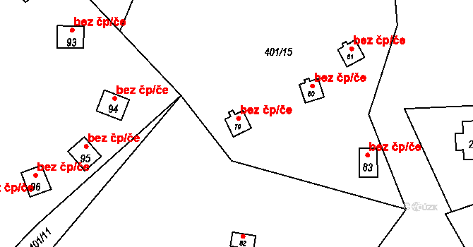 Nuzice 13, Týn nad Vltavou na parcele st. 79 v KÚ Nuzice, Katastrální mapa