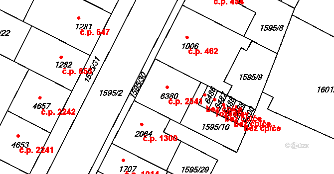 Budějovické Předměstí 2541, Písek na parcele st. 6380 v KÚ Písek, Katastrální mapa