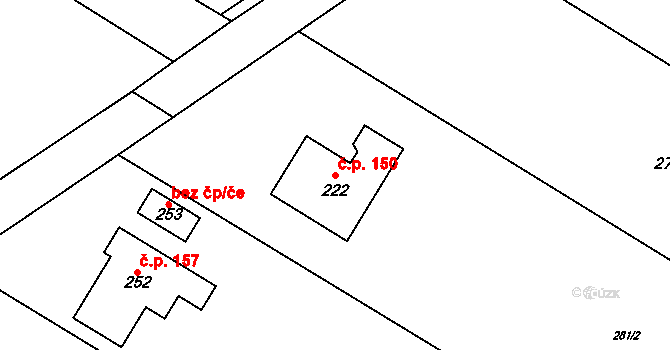 Tučapy 150, Holešov na parcele st. 222 v KÚ Tučapy u Holešova, Katastrální mapa