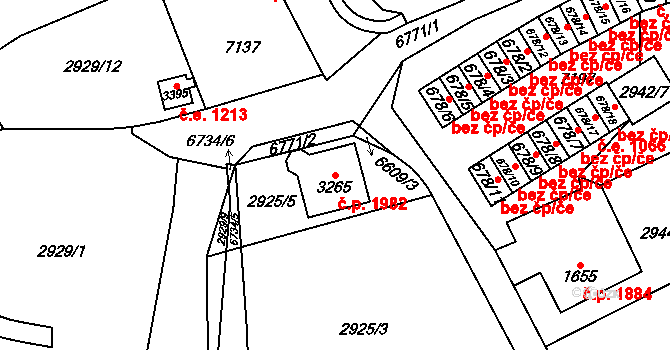 Kraslice 1982 na parcele st. 3265 v KÚ Kraslice, Katastrální mapa