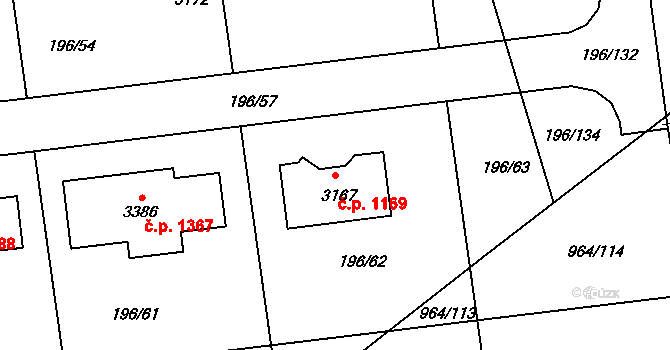 Sezimovo Ústí 1169 na parcele st. 3167 v KÚ Sezimovo Ústí, Katastrální mapa