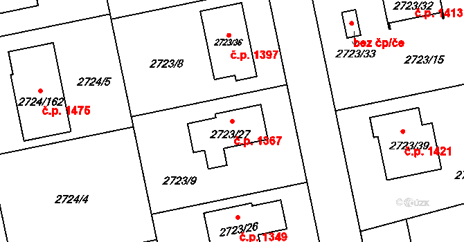 Kylešovice 1367, Opava na parcele st. 2723/27 v KÚ Kylešovice, Katastrální mapa