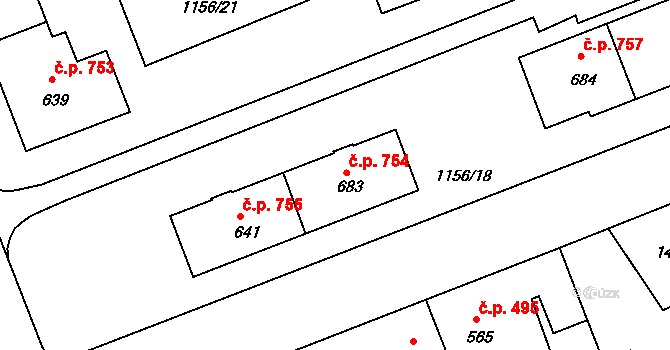 Horažďovice 754 na parcele st. 683 v KÚ Horažďovice, Katastrální mapa