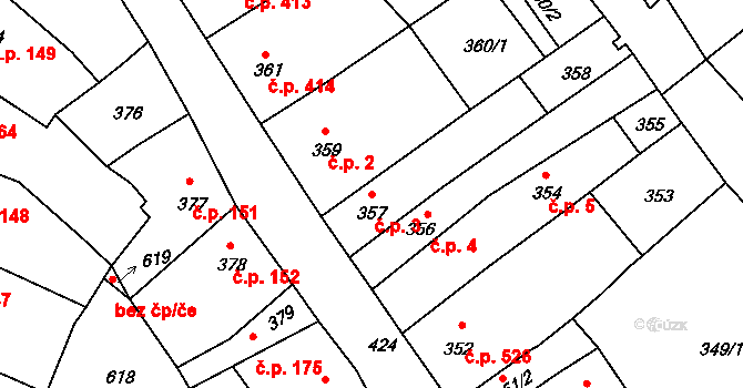 Předměstí 3, Litoměřice na parcele st. 357 v KÚ Litoměřice, Katastrální mapa