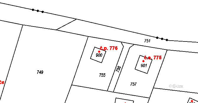 Černíky 776, Zvole na parcele st. 900 v KÚ Zvole u Prahy, Katastrální mapa