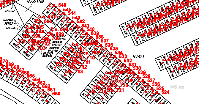 Štětí 535 na parcele st. 974/511 v KÚ Štětí I, Katastrální mapa