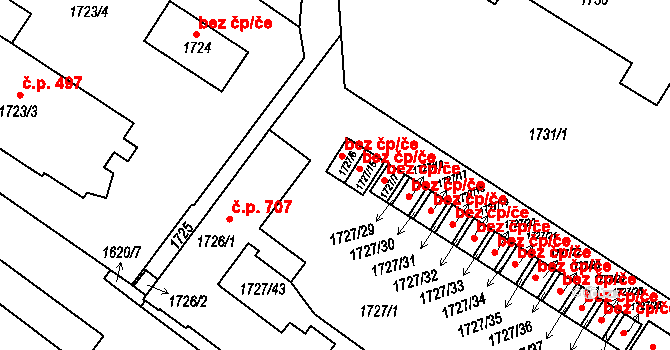 Tachov 38324946 na parcele st. 1727/6 v KÚ Tachov, Katastrální mapa