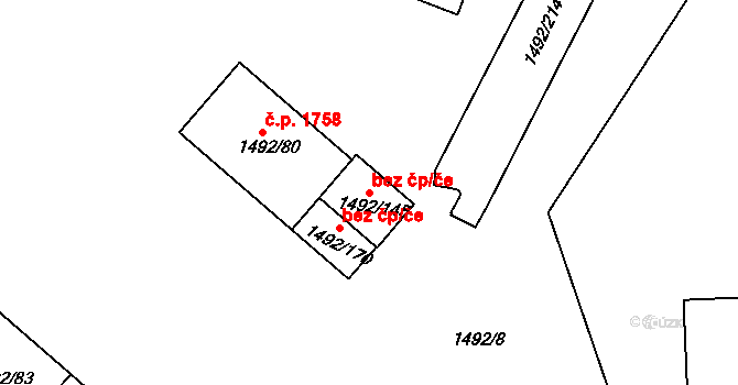 Sokolov 38567946 na parcele st. 1492/145 v KÚ Sokolov, Katastrální mapa