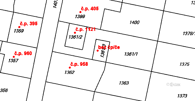 Ostrava 43942946 na parcele st. 1361/3 v KÚ Polanka nad Odrou, Katastrální mapa