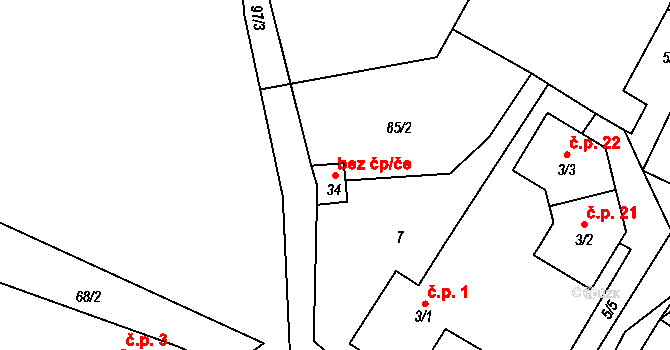 Bolešiny 45203946 na parcele st. 34 v KÚ Domažličky, Katastrální mapa