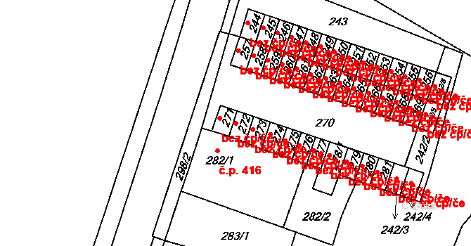 Novosedlice 48924946 na parcele st. 272 v KÚ Novosedlice, Katastrální mapa