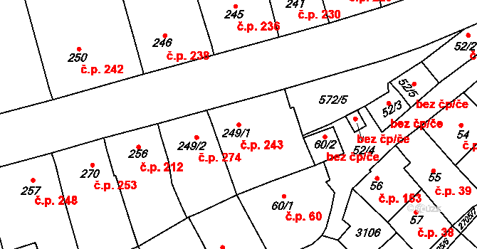Zlechov 243 na parcele st. 249/1 v KÚ Zlechov, Katastrální mapa