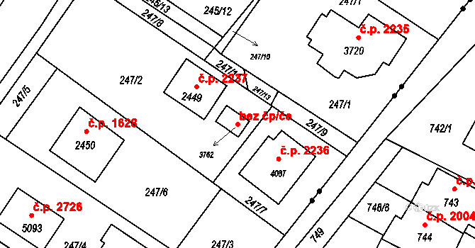 Rožnov pod Radhoštěm 49039946 na parcele st. 3762 v KÚ Rožnov pod Radhoštěm, Katastrální mapa