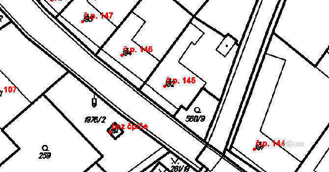 Kloboučky 145, Bučovice na parcele st. 192 v KÚ Kloboučky, Katastrální mapa