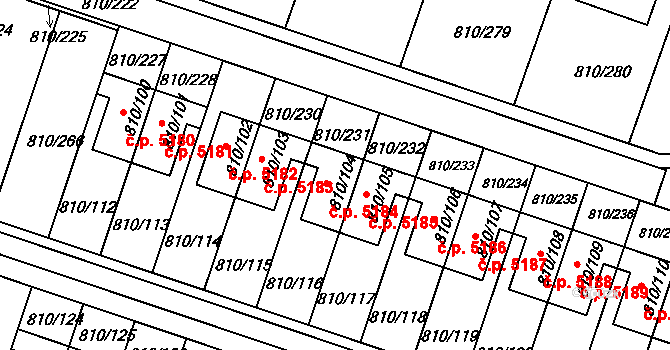 Proseč nad Nisou 5184, Jablonec nad Nisou na parcele st. 810/104 v KÚ Proseč nad Nisou, Katastrální mapa