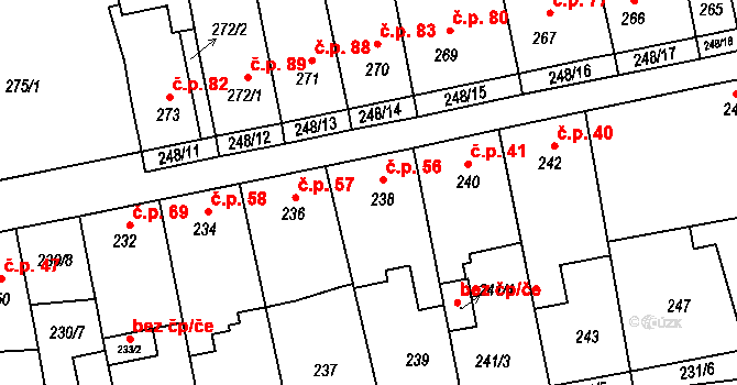 Svinařov 56 na parcele st. 238 v KÚ Svinařov u Kladna, Katastrální mapa