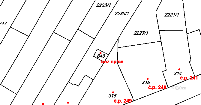 Bystřice pod Lopeníkem 62734946 na parcele st. 640 v KÚ Bystřice pod Lopeníkem, Katastrální mapa