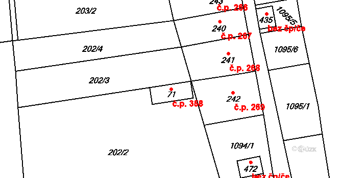 Doubravice nad Svitavou 358 na parcele st. 71 v KÚ Klemov, Katastrální mapa