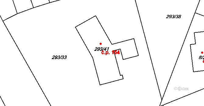 Horní Lhota 154, Blansko na parcele st. 293/41 v KÚ Horní Lhota u Blanska, Katastrální mapa