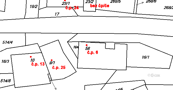 Svatava 6, Černovice na parcele st. 58 v KÚ Svatava u Černovic, Katastrální mapa