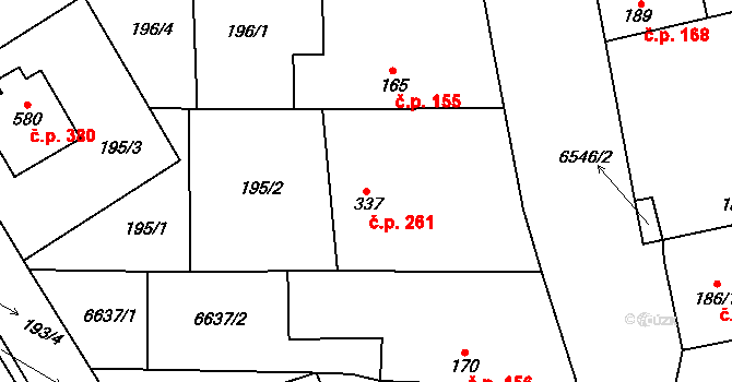 Habry 261 na parcele st. 337 v KÚ Habry, Katastrální mapa