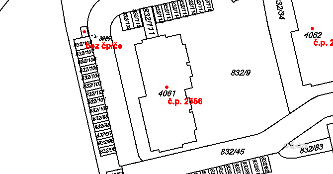 Říčany 2656 na parcele st. 4061 v KÚ Říčany u Prahy, Katastrální mapa