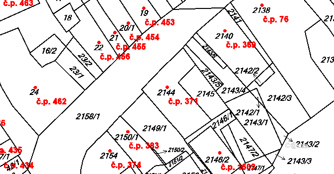 Pohořelice 371 na parcele st. 2144 v KÚ Pohořelice nad Jihlavou, Katastrální mapa
