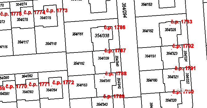 Slavkov u Brna 1787 na parcele st. 354/339 v KÚ Slavkov u Brna, Katastrální mapa