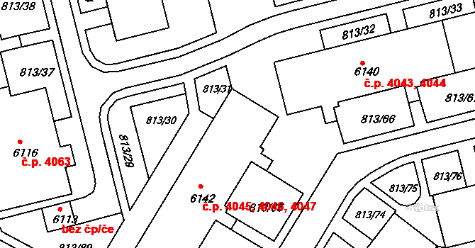 Kroměříž 4045,4046,4047 na parcele st. 6142 v KÚ Kroměříž, Katastrální mapa