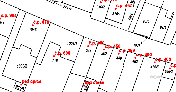 Bystřice pod Hostýnem 459 na parcele st. 503 v KÚ Bystřice pod Hostýnem, Katastrální mapa