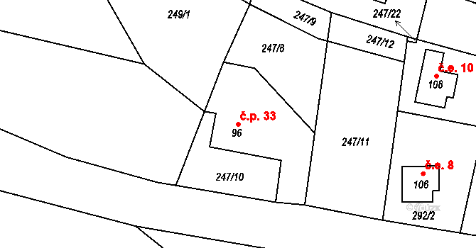 Talmberk 33, Samopše na parcele st. 96 v KÚ Talmberk, Katastrální mapa