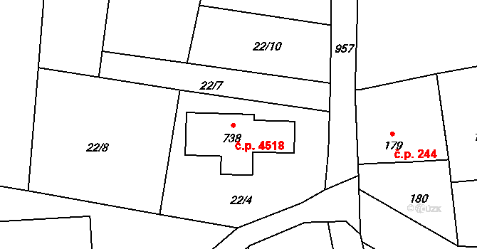Kokonín 4518, Jablonec nad Nisou na parcele st. 738 v KÚ Kokonín, Katastrální mapa